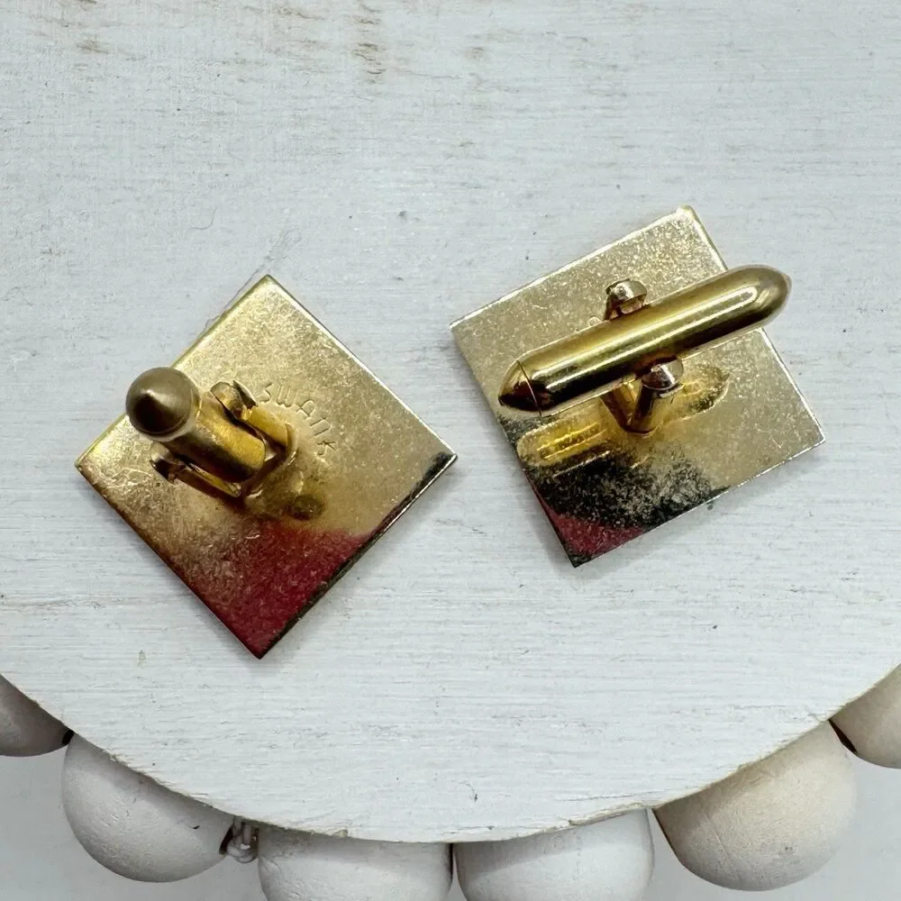 L Initial Monogram Letter Vtg MCM SWANK Cuff Links Textured Gold Tone Wedding